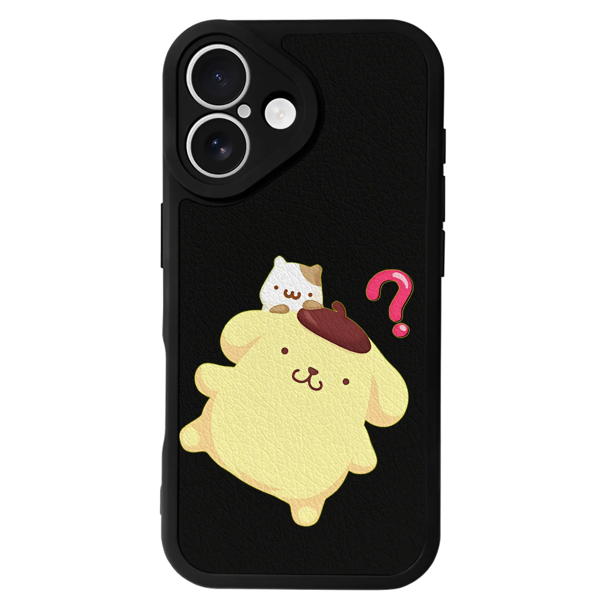 サンリオ グッズ,ポムポムプリン - IPhone 16シリーズ対応 ・ シリコンスマホケース ・ レザー調 ・ 高精度フィット ・ 耐衝撃 ・ ワイヤレス充電対応 ・ 精密カット